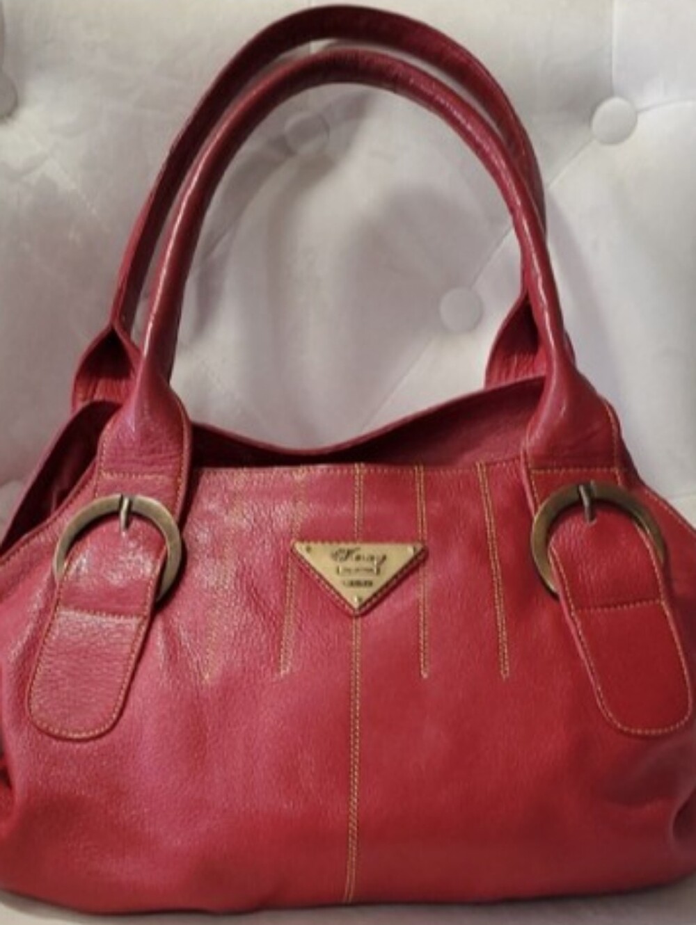 Wenz Red Leather Shoulder Bag